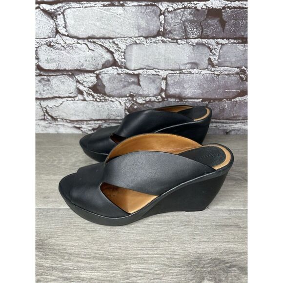 L'Amour Des Pieds Black Leather Strappy Wedge Open Toe Sandals Women 7M US/38EU - Picture 16 of 16